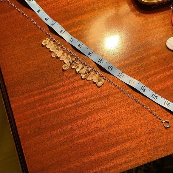 Organic teardrop crystals dangle from carved silver beads along a silver chain. - Picture 5 of 5